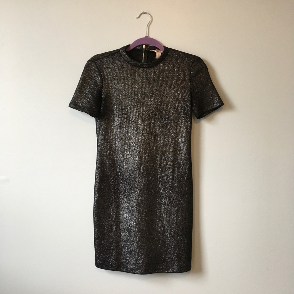 Metallic sweater dress